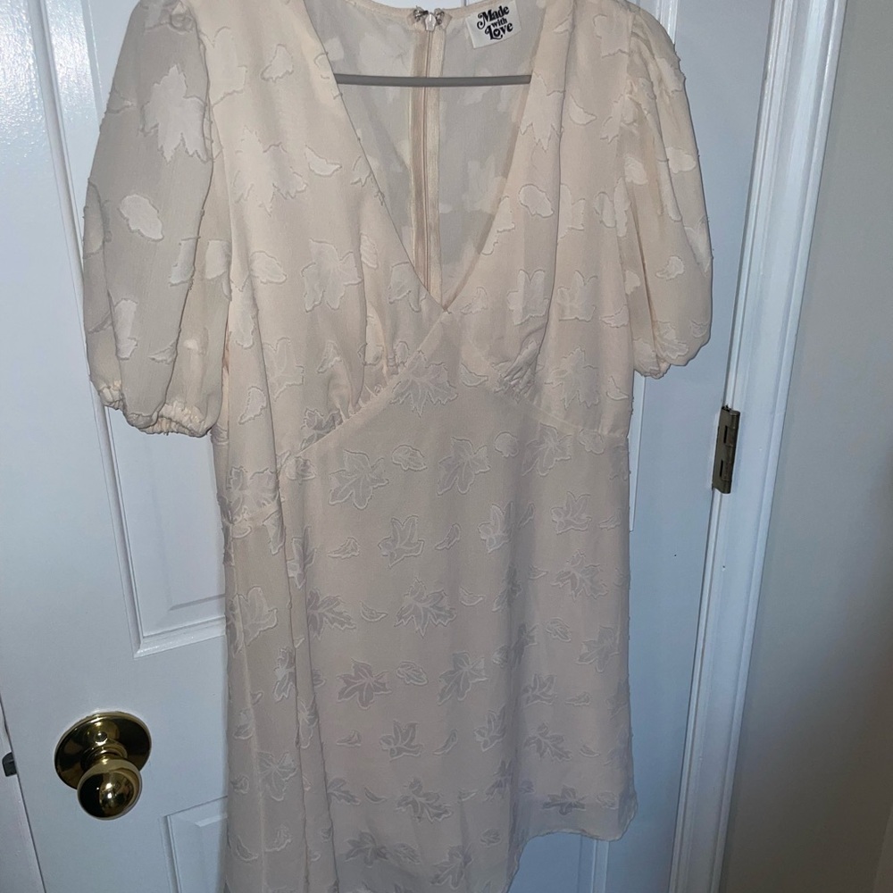 Boutique Neutral Floral Mini Dress